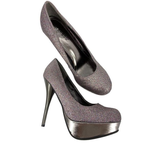 Bambo Ultra High Heels Sparkcle Colada Platform Sz 8 Stiletto Shoes Women 2957 - Picture 4 of 11